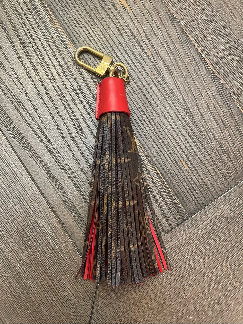 Louis Vuitton Monogram Tassel Key Bag Charm in Red and Brown